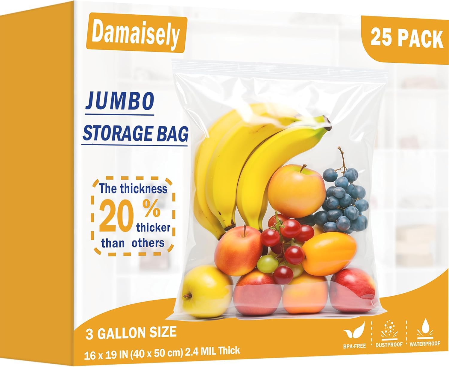 ziplock bags 60 (25 Pack 3 gallon)