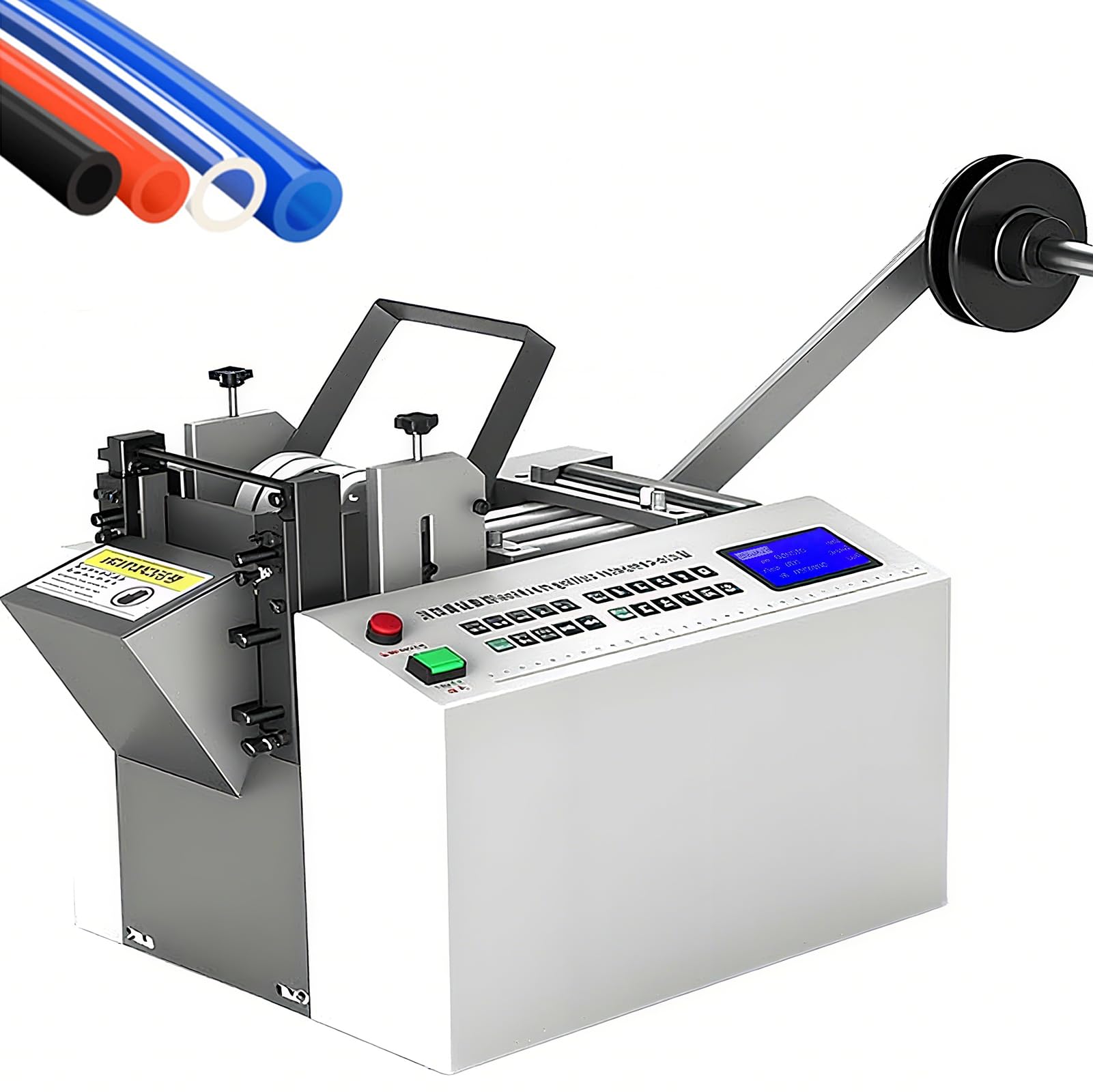Schrumpfschlauchschneidemaschine, Vollautomatischer Elektrischer Schneider mit LCD-Display, Schnittbreite bis 180 mm, Genauigkeit auf 0,1 mm, geeignet für Gummi-/Kunststoffrohre