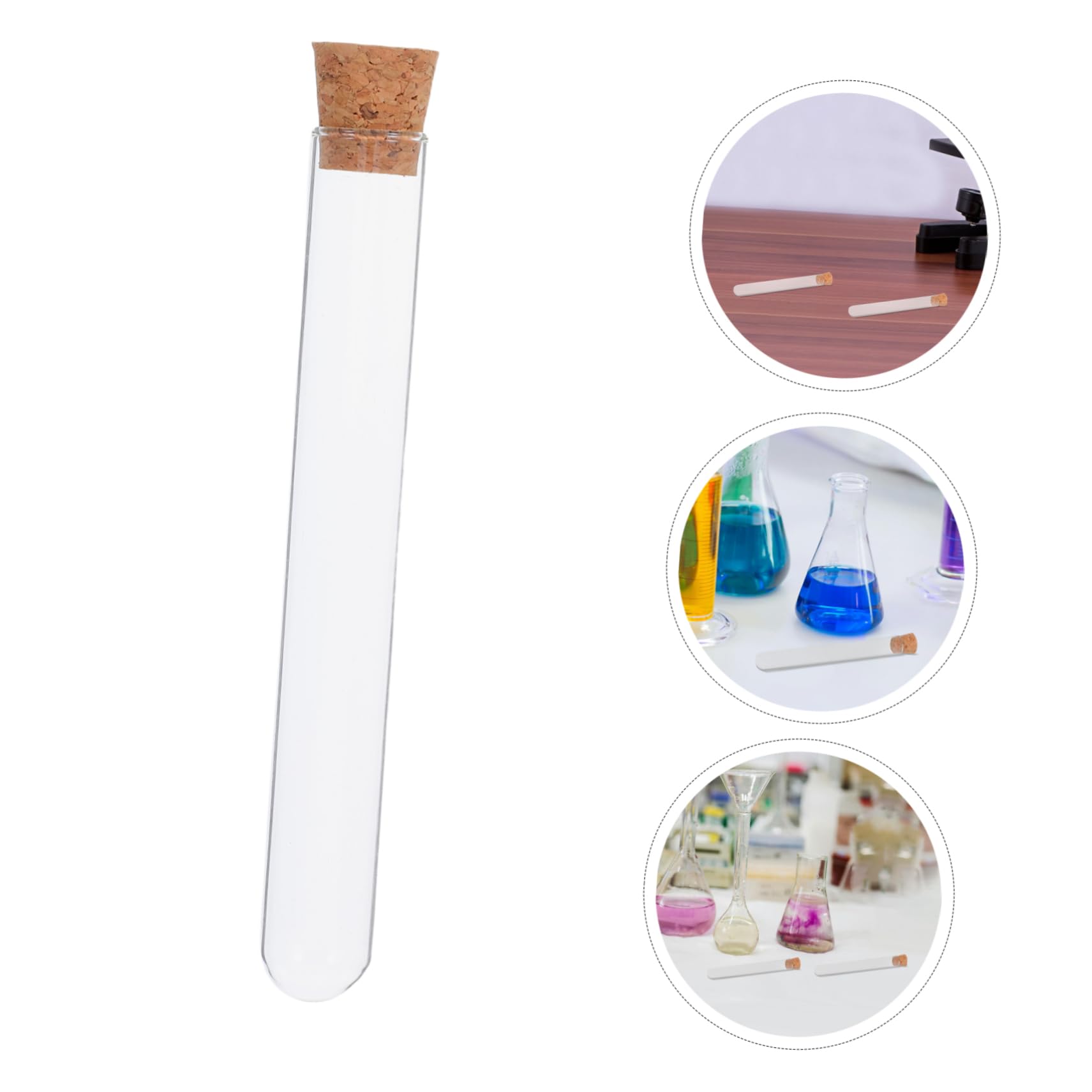 UKCOCO Tubos de prueba claros de cristal 20PCS con los tapones de corcho para el almacenamiento líquido del polvo de los experimentos científicos 20 x 150