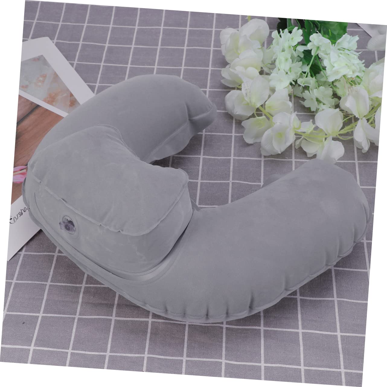 HOLIDYOYO Neck Travel Pillow Inflatable Sleeping Pillow for Outdoor U-Shape for Car Grey