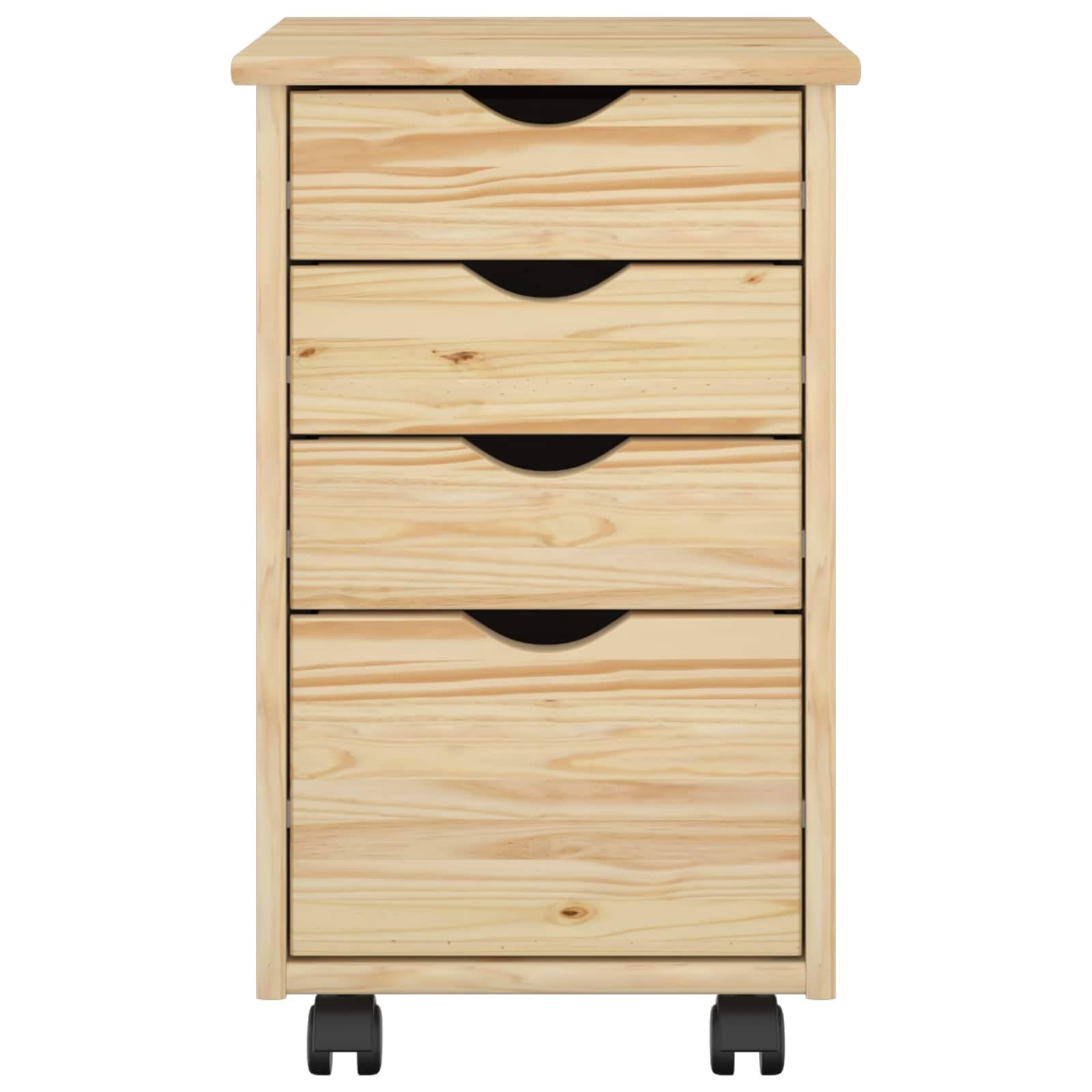 vidaXL Rollschrank Mit Rad Braun 34 x 39 x 56 cm Massives Kiefernholz