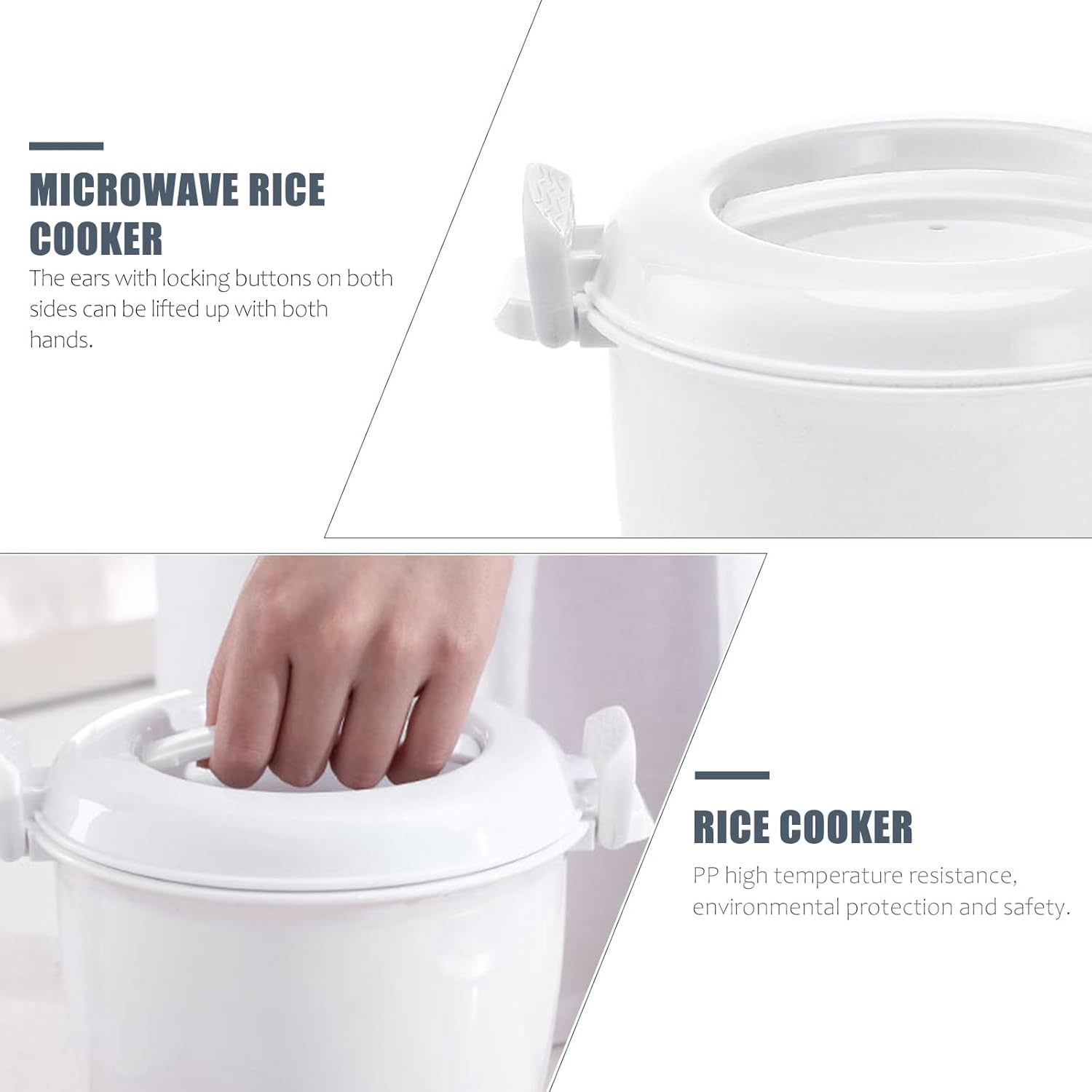 Hemoton Mini Microwave Microwave Rice Cooker Food Pot Steam Container Cooker with Lid Portable Microwave Cookware for Rice Vegetables 18x18x15cm