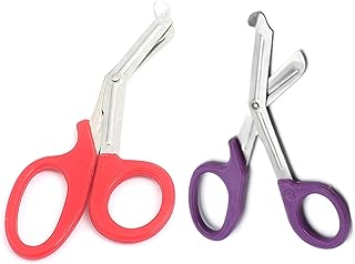 2 PCS (RED & Purple) Paramedic Utility Bandage Trauma EMT EMS Shears Scissors 7.25 INCH Stainless Steel (PC Brand)