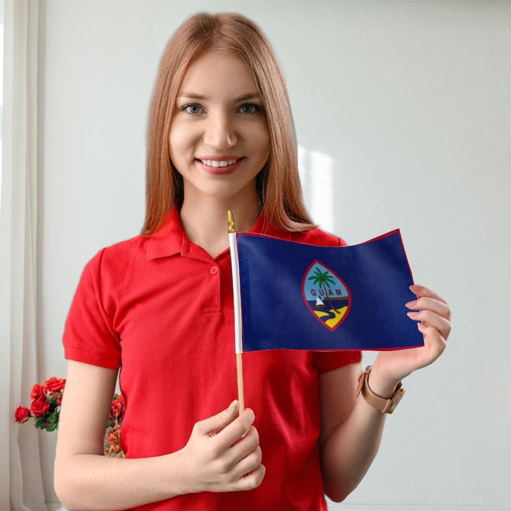12 Pack Guam Handheld Stick Flag 4x6 Inch on Wood Stick Small Mini Handheld Flags,Party Decor Parades Festival Event Celebration. (Guam, 4x6in) image 5