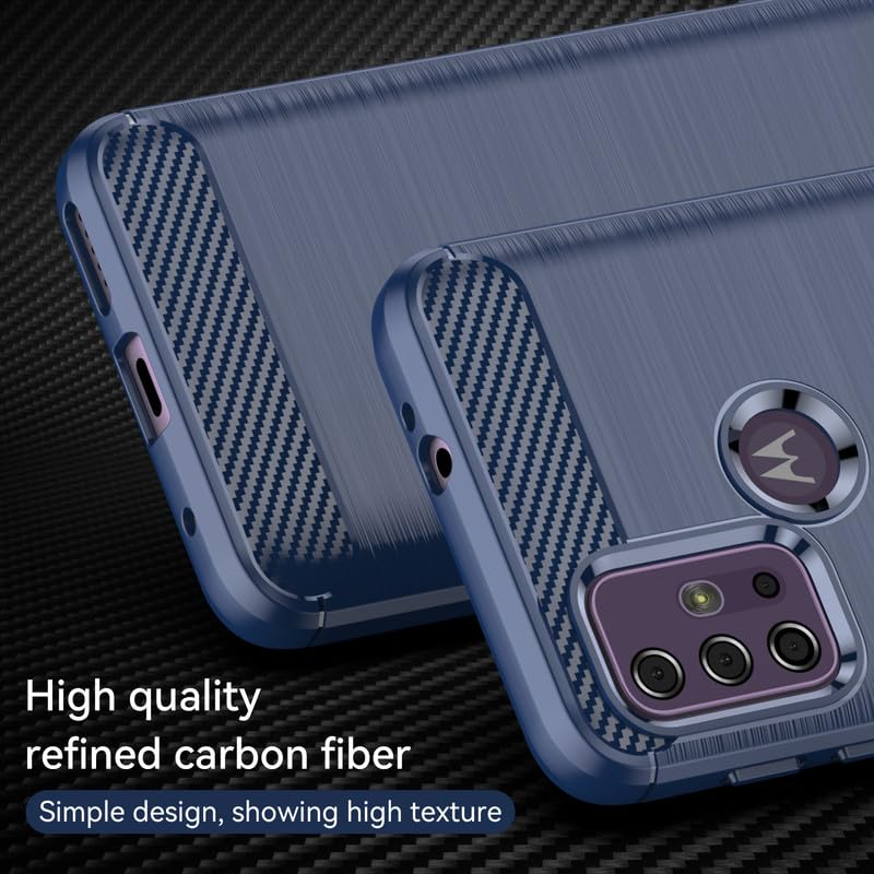 Image of Hybrid Carbon Fiber Back Case for Moto G10 Power /Moto G30 (Blue)
