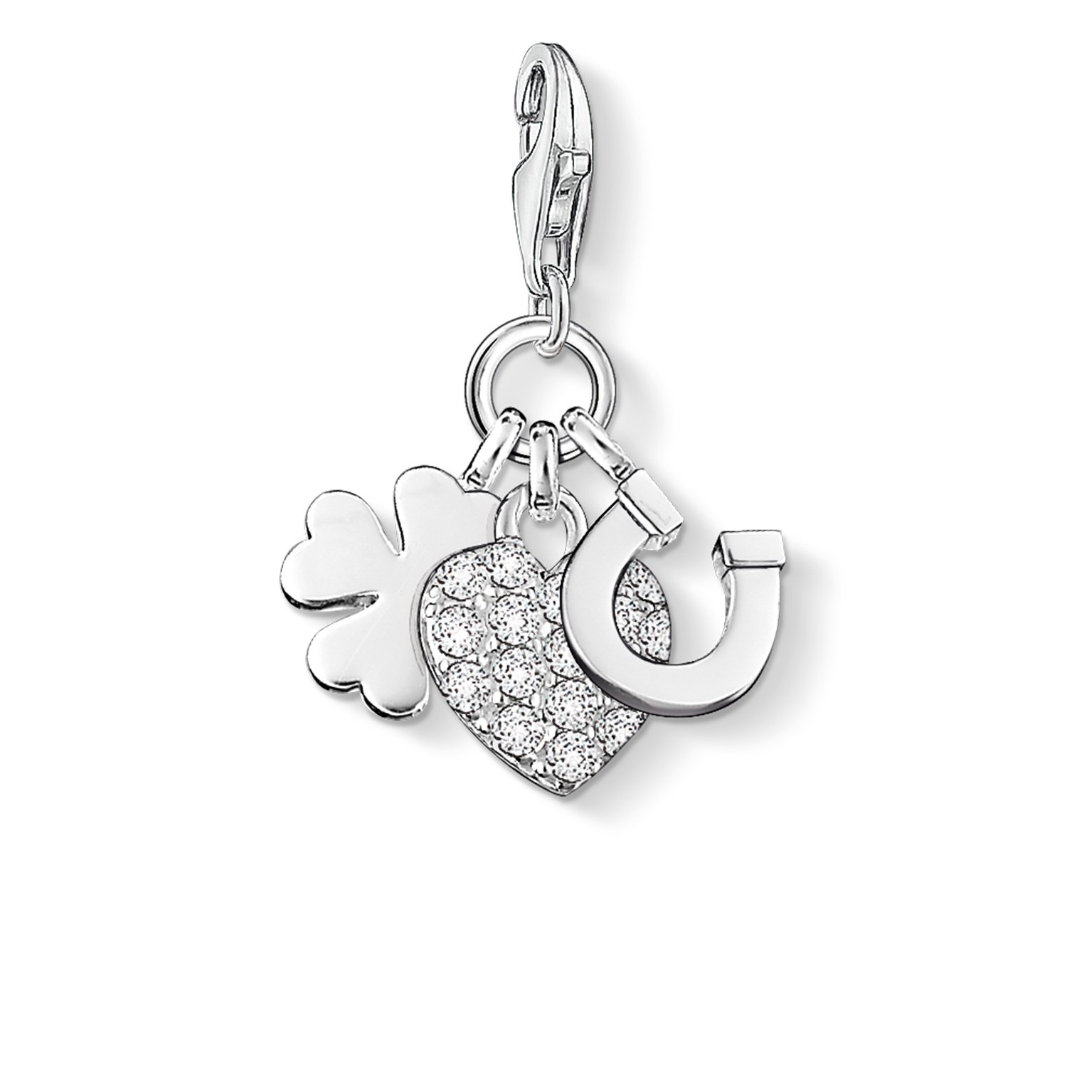 THOMAS SABO Damen Charm-Anhänger Herz Hufeisen Kleeblatt Charm Club 925 Sterling Silber 0870-051-14