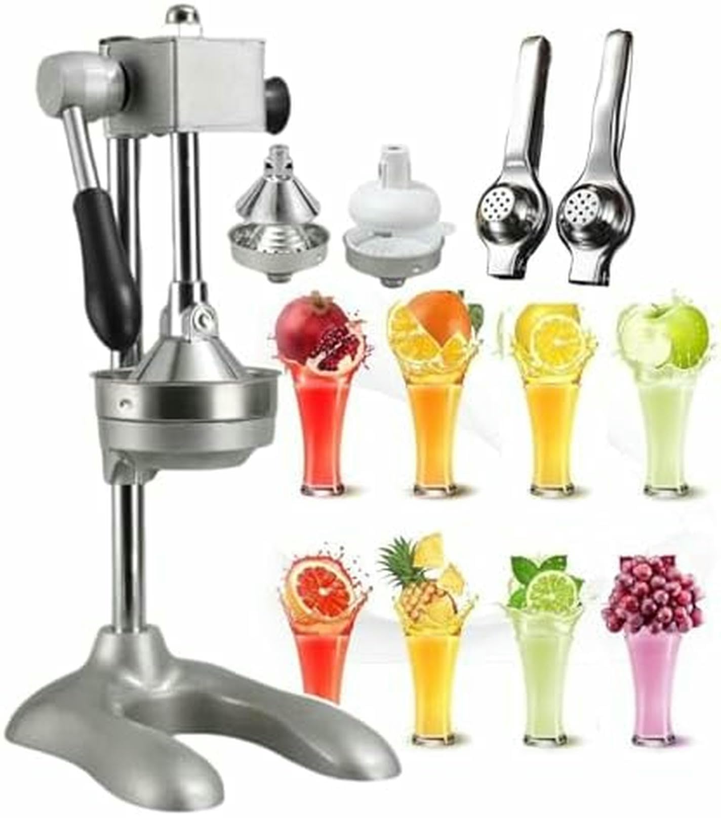 Manual Citrus Juicer, Commercial Grade Citrus Juicer, Hand Press Squeezer &amp; Stainless Steel Crusher | Manual Lemon Press With Large Pressure Plate, Easy Juice Extraction(Black)