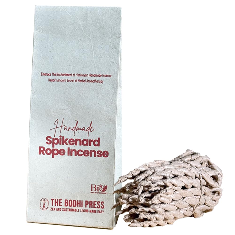 The Bodhi Press Spikenard Rope Incense, Handmade Herbal Tibetan Incense for Yoga, Meditation, Aromatherapy & Spiritual Cleansing, Made from Pure