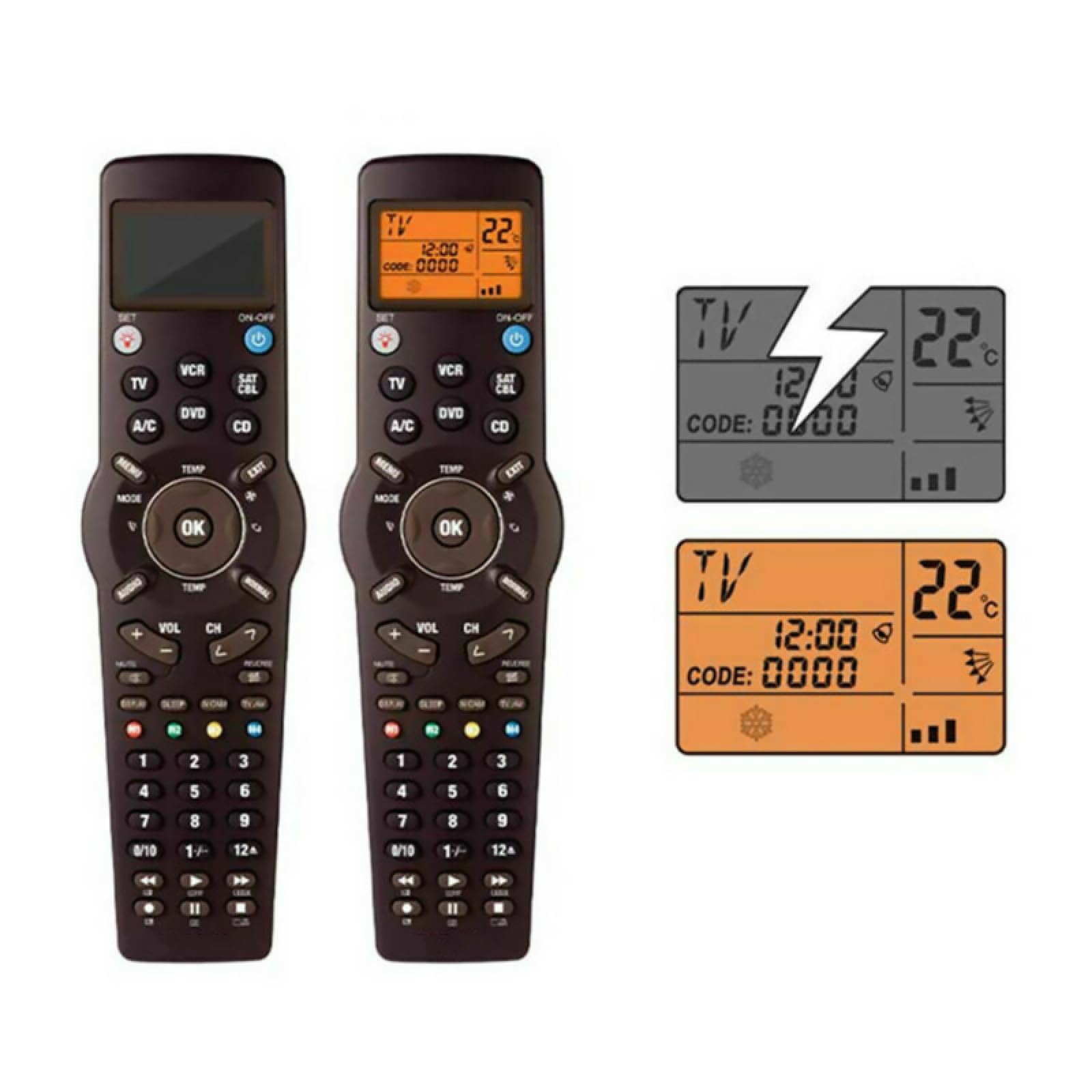 CHICHIYANG Télécommande Universelle 6 en 1 avec Écran LCD et Fonction d'Apprentissage, Matériau ABS pour TV/TXT, DVD, CD, Magnétoscope, SAT/Câble, A/C