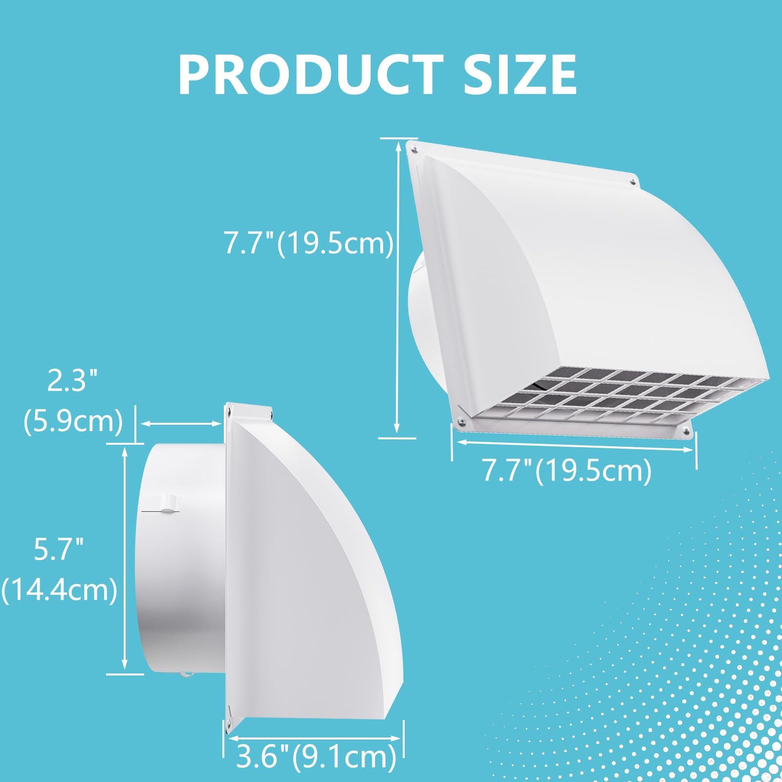 HG Power Grille Aeration 150mm Grille Aeration Réglatble Silencieuse pour Systèmes de Climatisation, Hotte Aspirante Encastrable, Sèche-Linge, Blanc