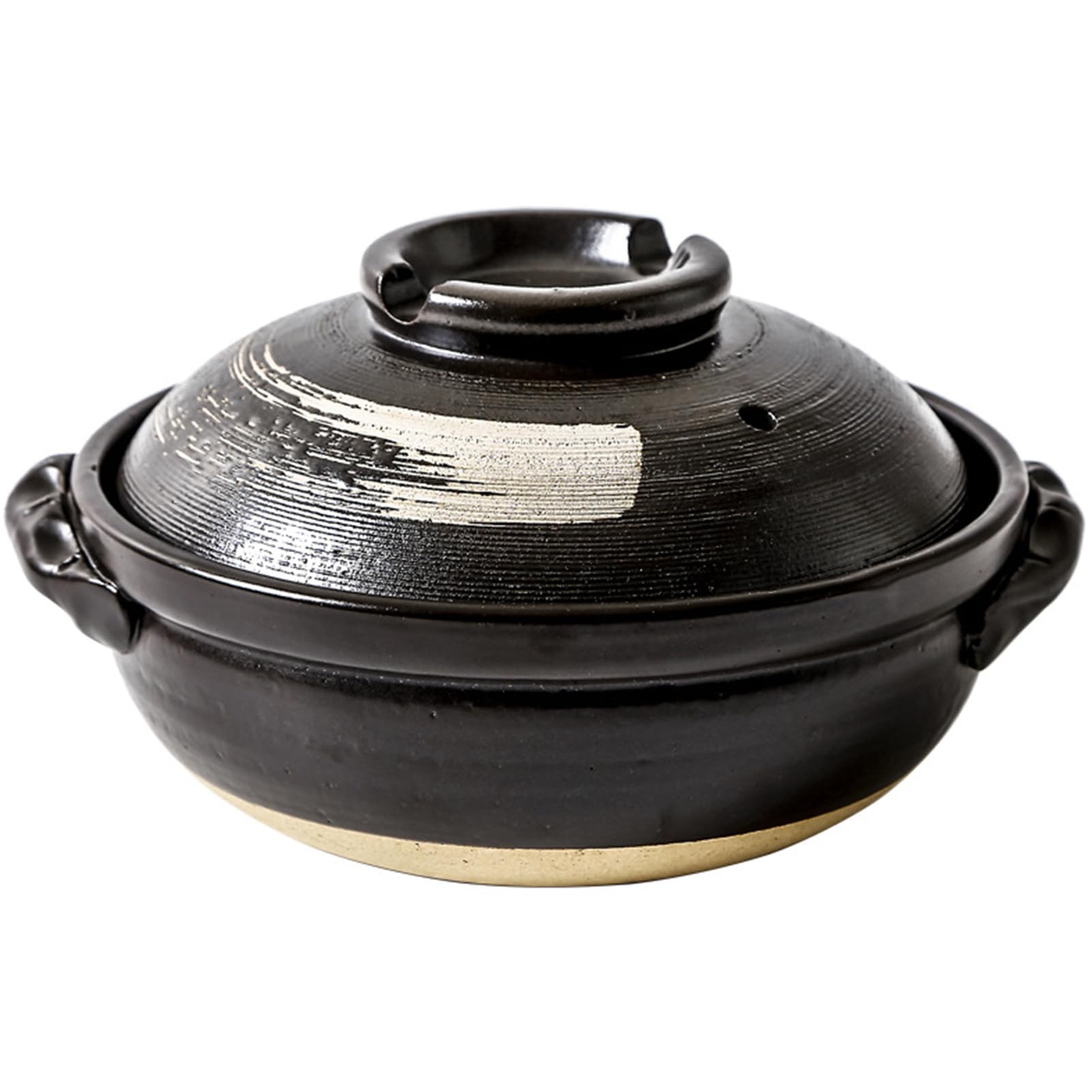 Cacerola grande china de barro cocido con tapa, resistente al calor, for guisos(900ml)