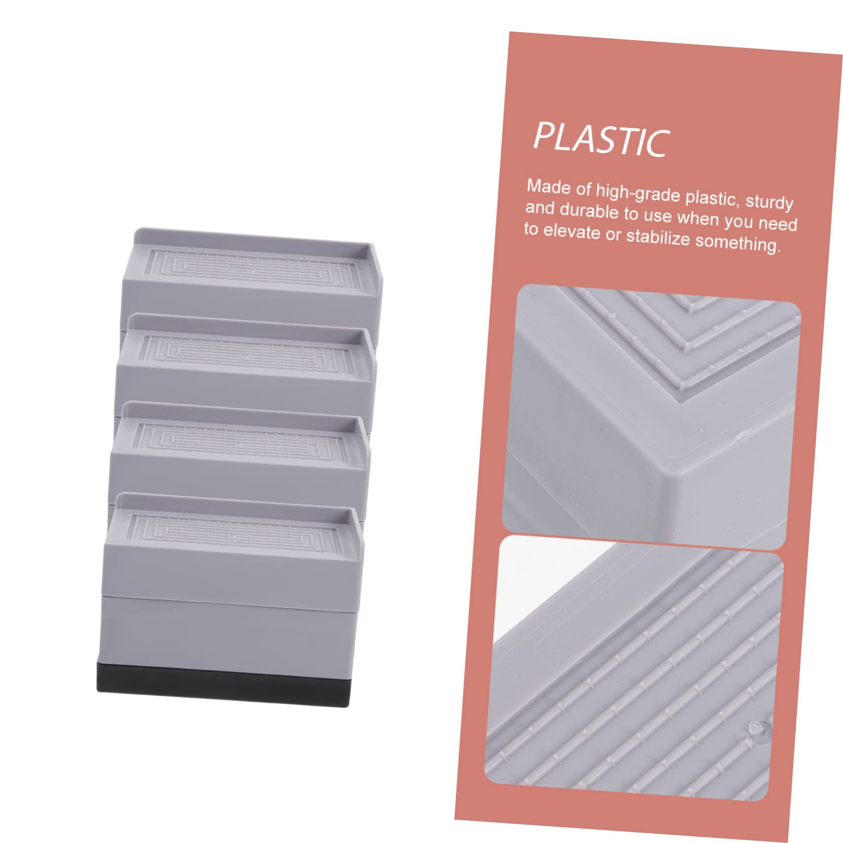 SOLUSTRE 4Pcs Bed Risers Nonslip Furniture Lifters for Sofa Table and Washing Machine Height Increase Slip Design for Enhanced Stability and Storage Space