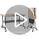 COSCO SmartFold Butcher Block Portable Workbench / Folding Utility Table (Hardwood Top, 700LB Total Weight Capacity, Locking Casters, Gray Steel Frame, 1 Pack)