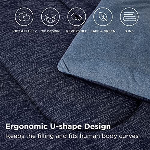 Image of Bedsure Full Comforter Set - Cooling and Warm Bed Set, Navy Blue Reversible Bedding for All Season, 3 Pieces, 1 Full Size Comforter (82 inchx88 inch) and 2 Pillow Cases (20 inchx26 inch)