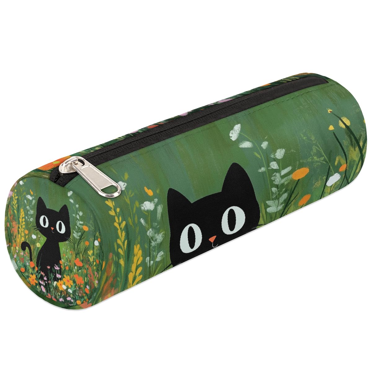 VQUVQV Kids Pencil Case for Girls Boys Kids, Cute Black Cat Flower Desk Stationery Organiser Pencil Pouch, Portable Small Pen Case for School Office Supplies — image 1