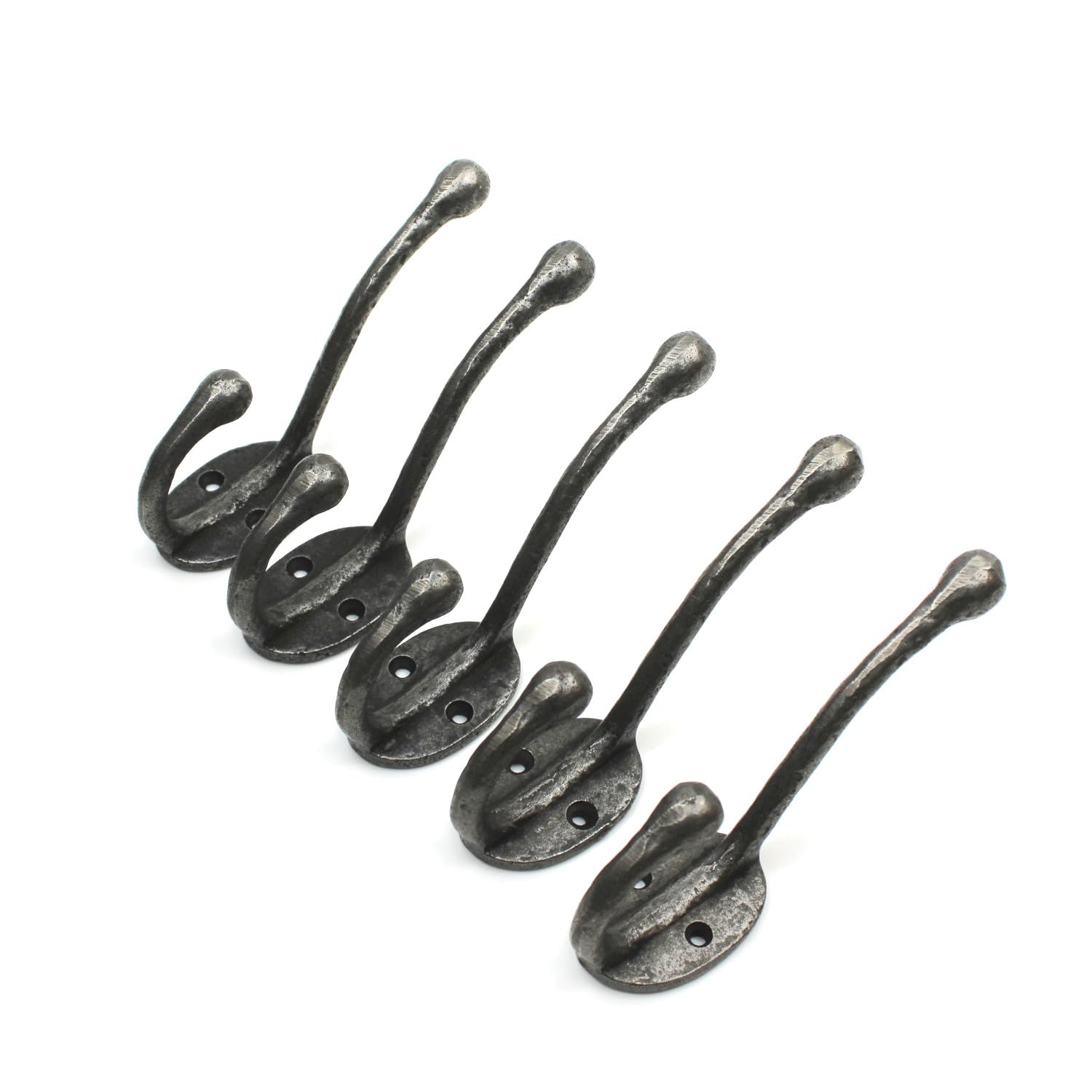 Oakcrafts Antique Cast Iron Riven School House Hat and Coat Hook - Pack of 5