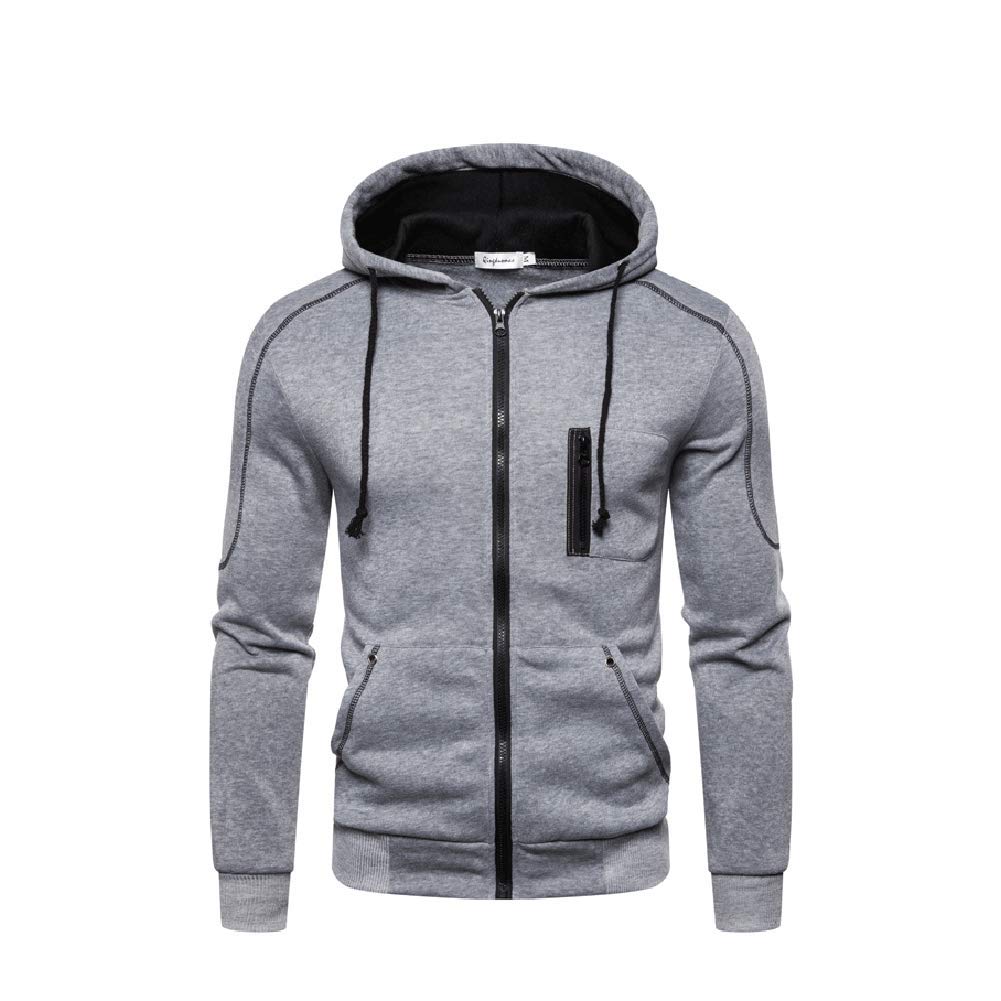 VANVENEMens Fleece Hooded Sweatshirts Plain Colour Zip Up Jacket Jumper Tops