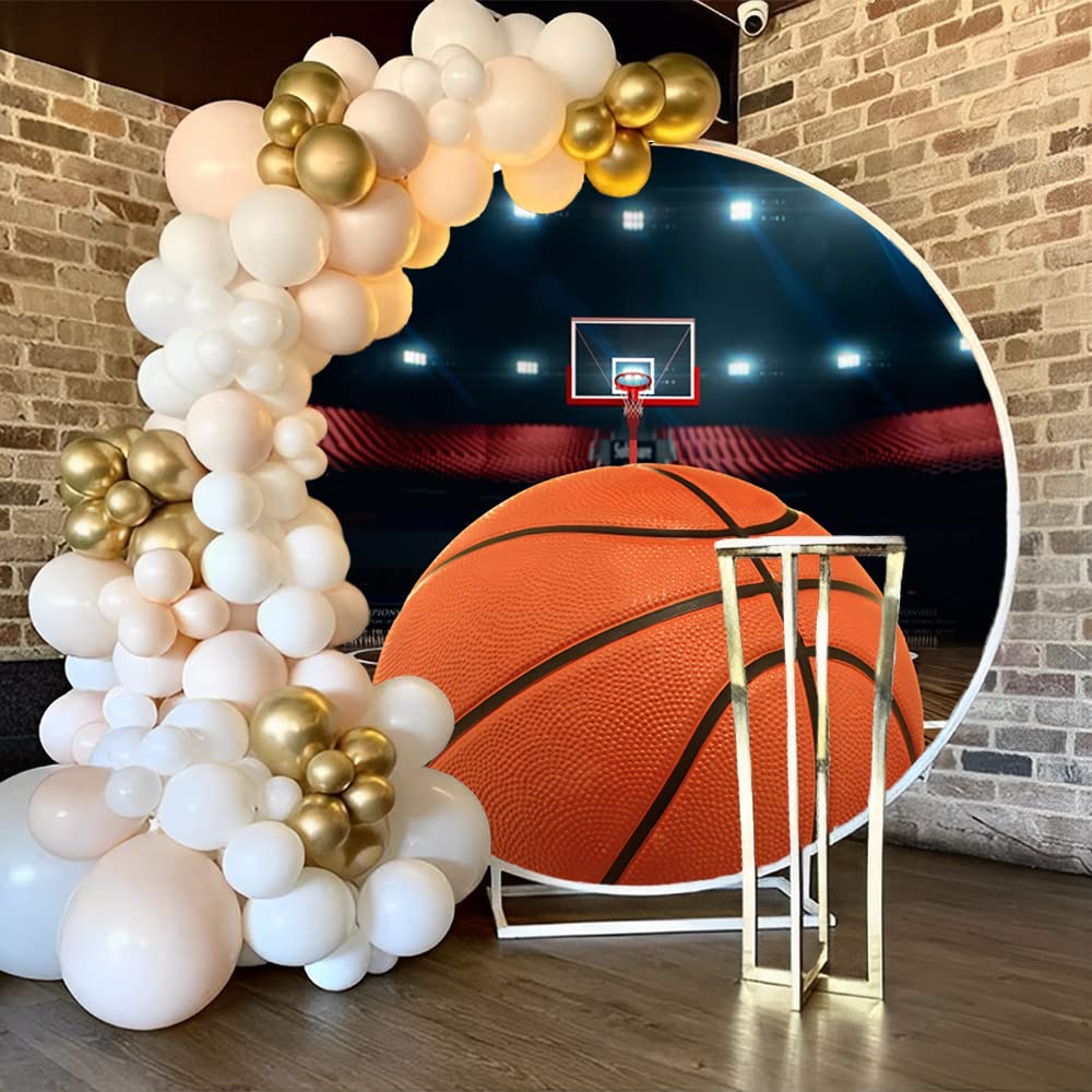 Laeacco Basketball-Hintergrund 2,3x2,3 M – Runde Form, Polyester, Für Foto-Shootings & Partys
