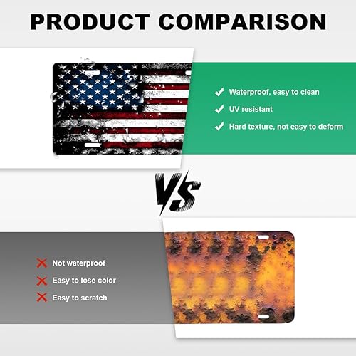 Miniatura 4 de Placa de matrícula vintage con bandera americana, cubierta personalizada de matrícula delantera para coche con bandera de Estados Unidos, con 4