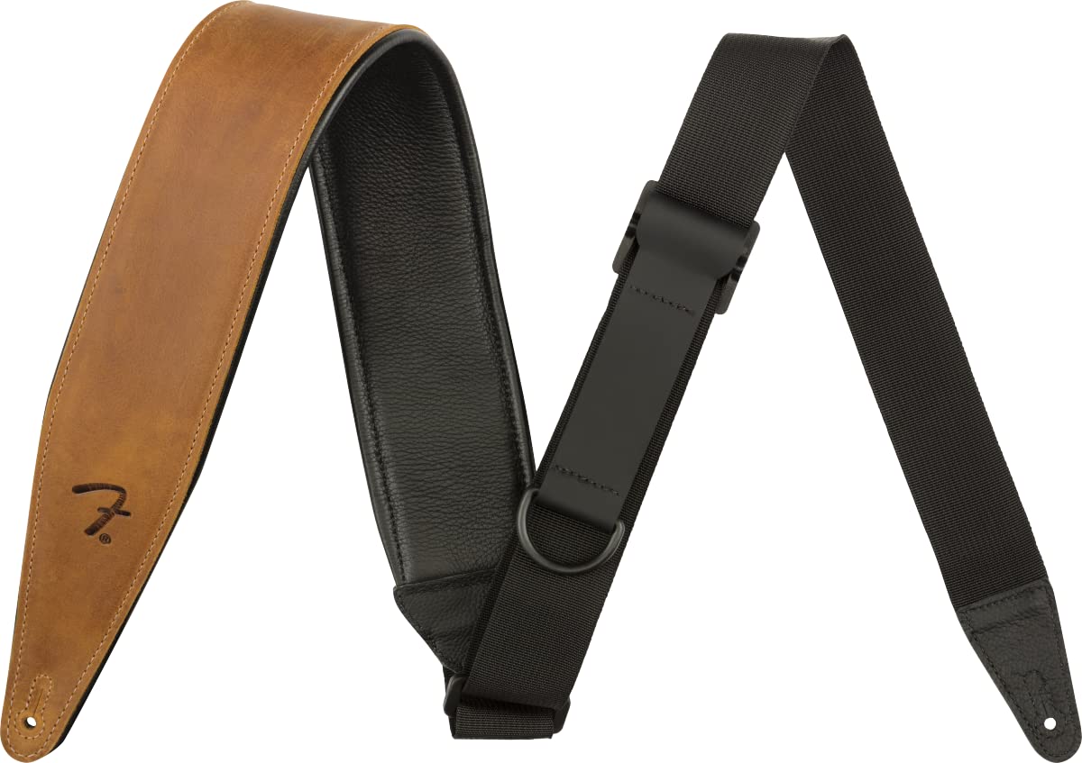 Fender® Correa de piel de rayón de altura derecha con función de una sola mano coñac