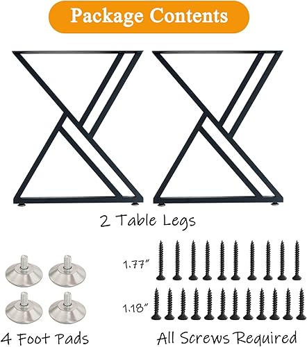 Miniatura 7 de Patas de mesa de 28 pulgadas de alto x 20 pulgadas de ancho, 2 patas de escritorio resistentes para mesa de comedor, patas de mesa de metal de