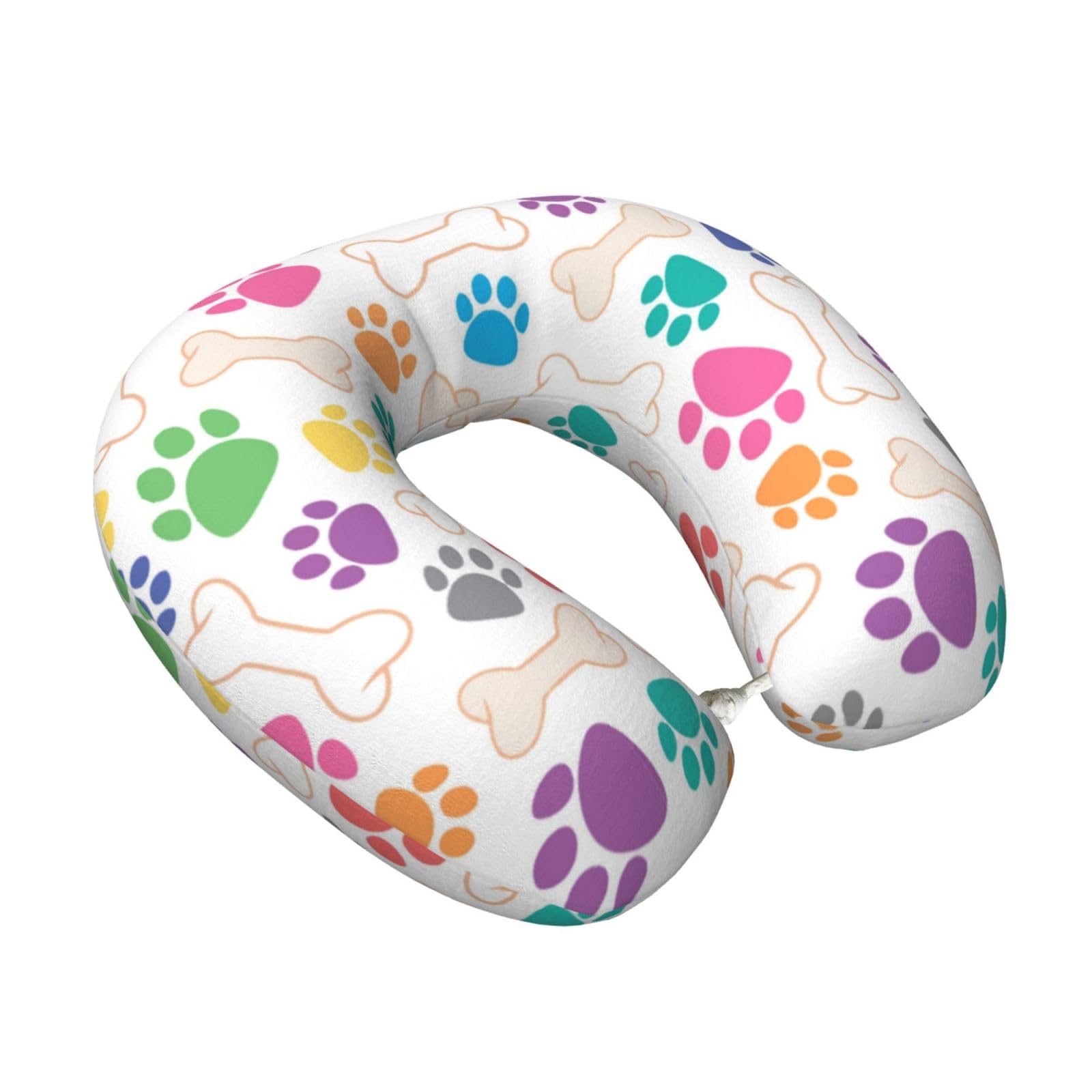 LKYMOH Dog Paws And Bone, Travel Neck Pillow U-Shaped Memory Neck Support Soft Comfortable With Washable Cover For Airplane Car Traveling and Office