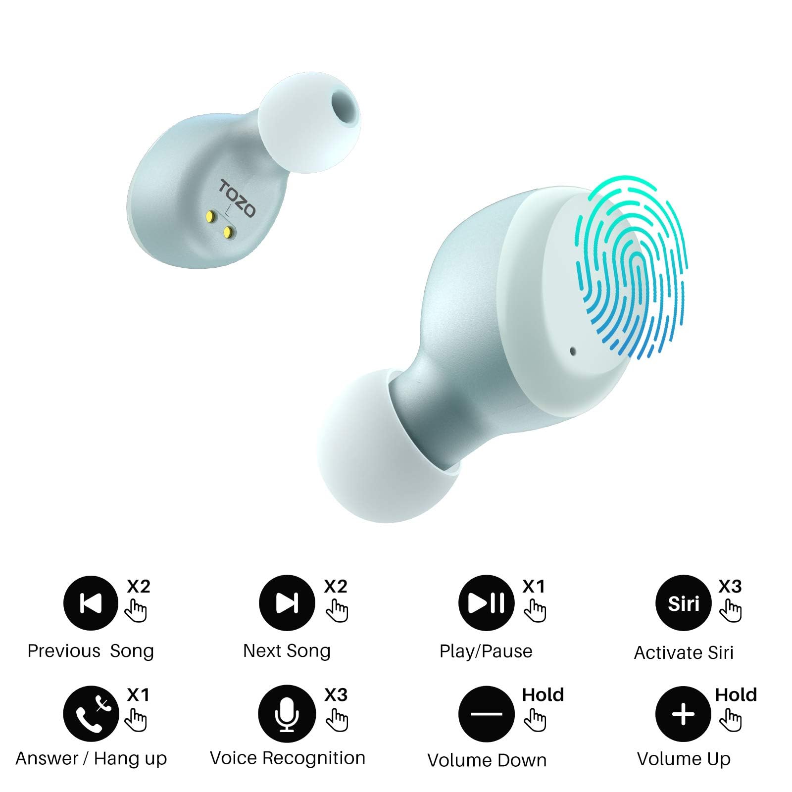 TOZO NC9 Hybrid Active Noise Cancelling Wireless Earbuds, 60H, LED Display view 7