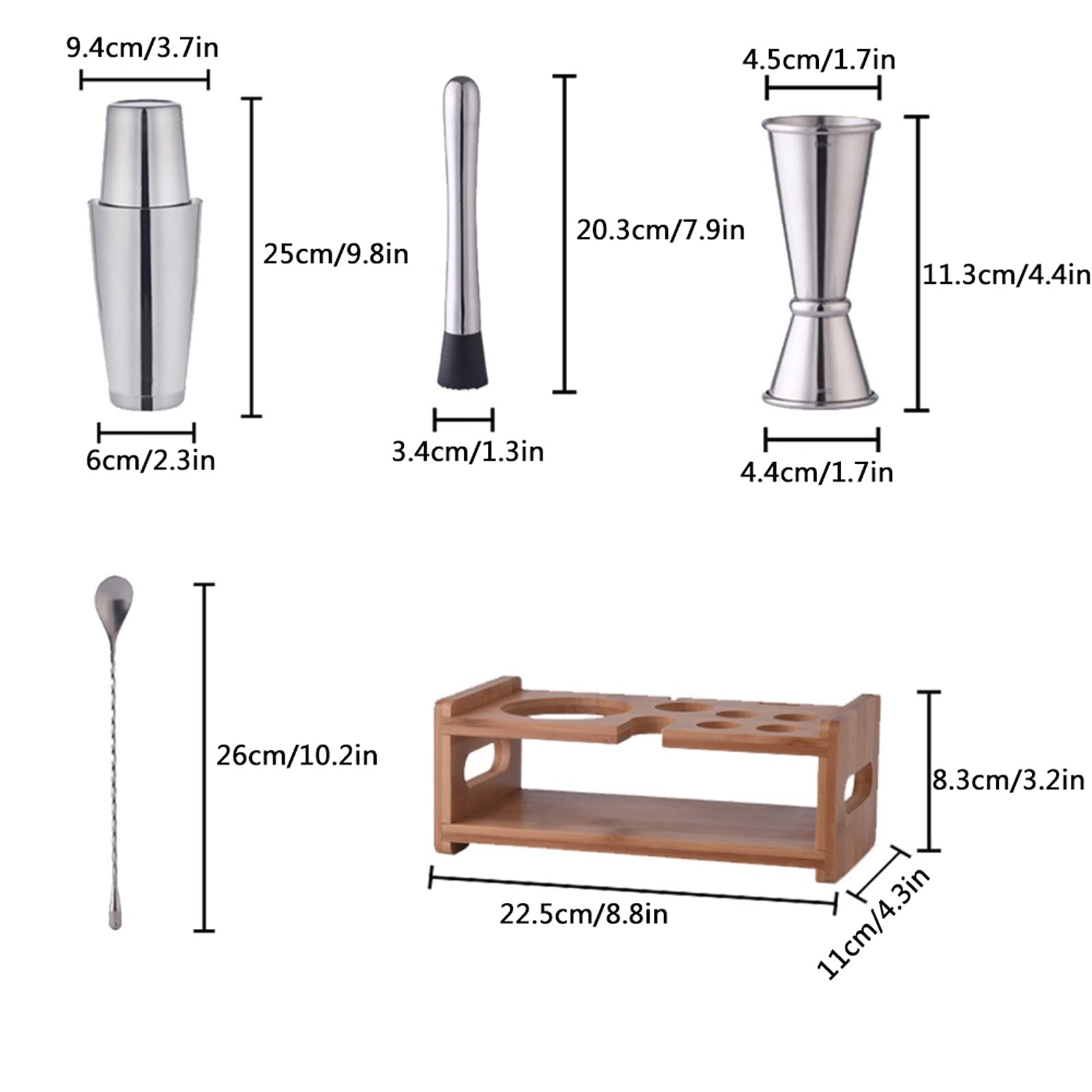 Juego de Coctelera Shaker Cocktail Shaker Cocktail Shaker Set -Herramientas de Barras-Sistema de cóctel de Acero Inoxidable Set Bartender Kit. Agitador de Cócteles (Color : B)
