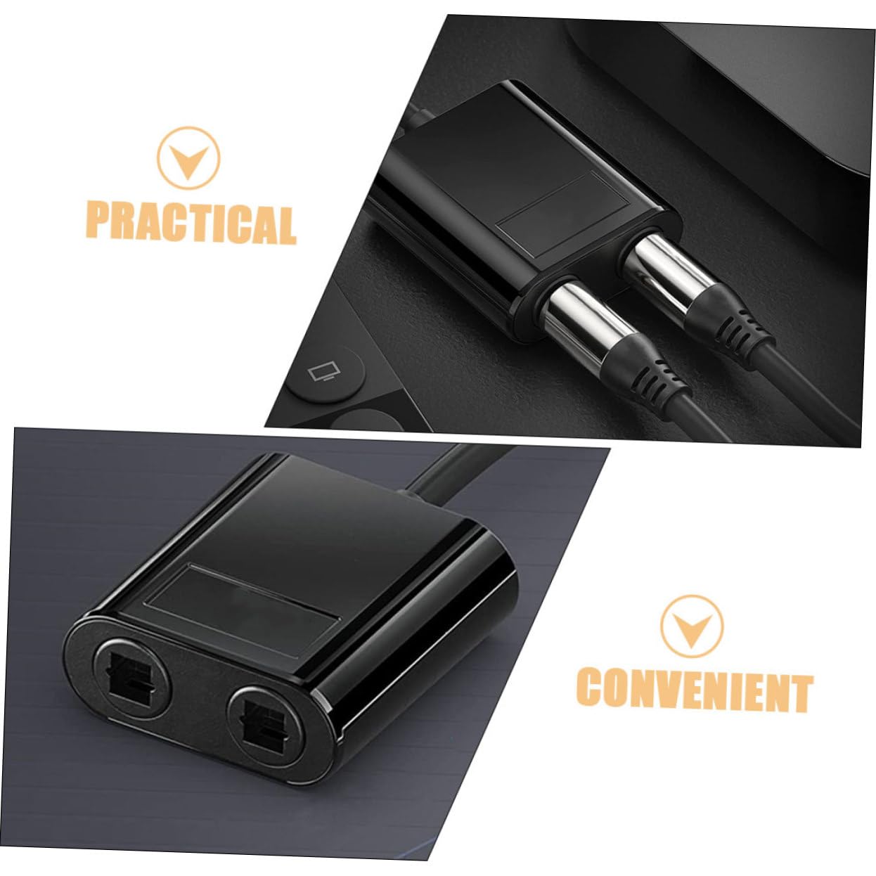 KONTONTY Optical Fiber Patch Cord Audio Splitter 1-in-2 Out Fiber Audio Optical Splitter for Home