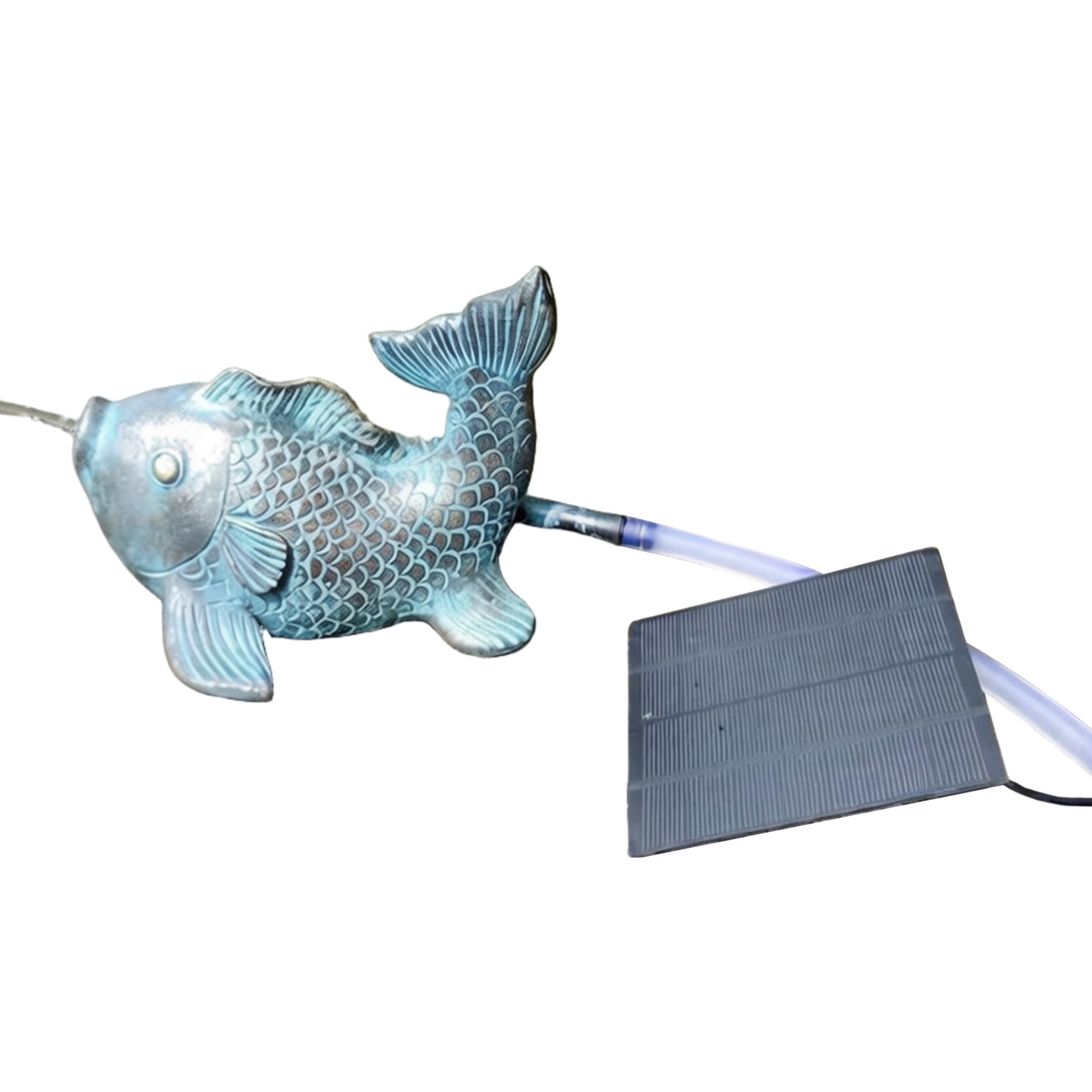 Sputalaghetto a Energia Solare, Piccola Fontana a Forma di Pesce, Decorazione Esterna in Resina per Laghetti da Giardino (6, 89x6, 30x5, 51 Pollici), Ornamenti da Giardino