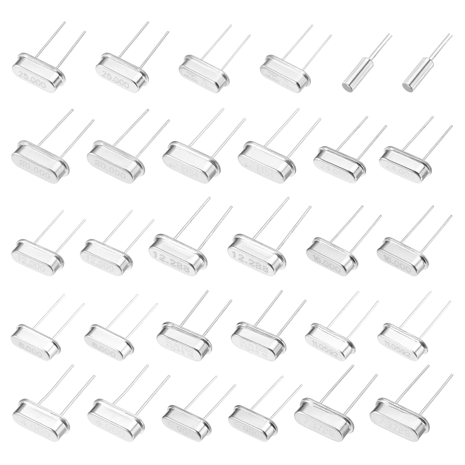 QUARKZMAN 30 Piezas Kit Asortamiento Osciladores Cristal Cuarzo DIP 2 Pines 4MHz-40MHz