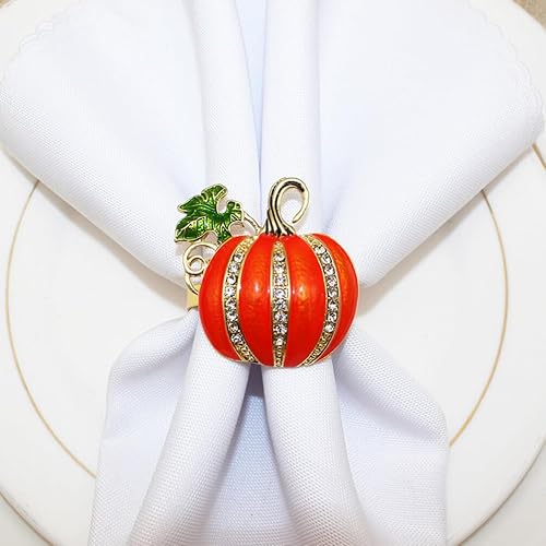 Miniatura 2 de EXCEART Servilleteros de calabaza de Acción de Gracias, 4 piezas, hebilla de metal con diamantes de imitación para otoño, cosecha, otoño, Halloween,