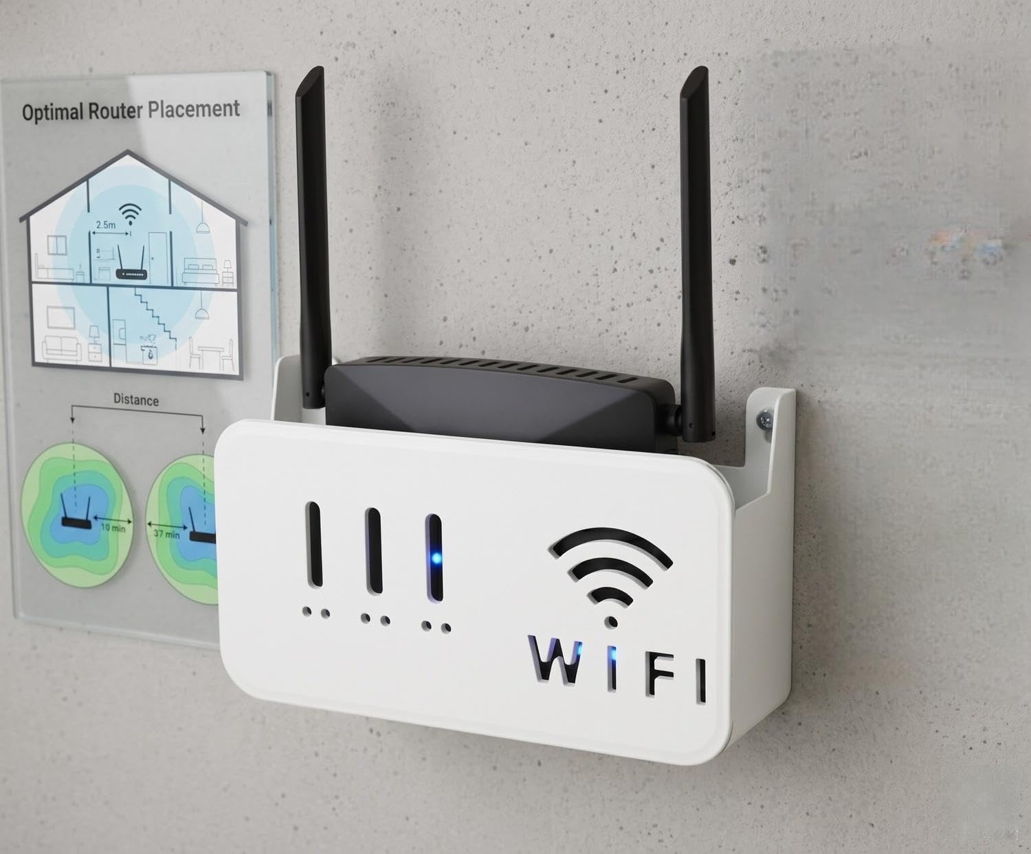 WiFi Router Wall Mount Shelf, White, Space-Saving Storage Bracket with Ventilation Cutouts-image-41