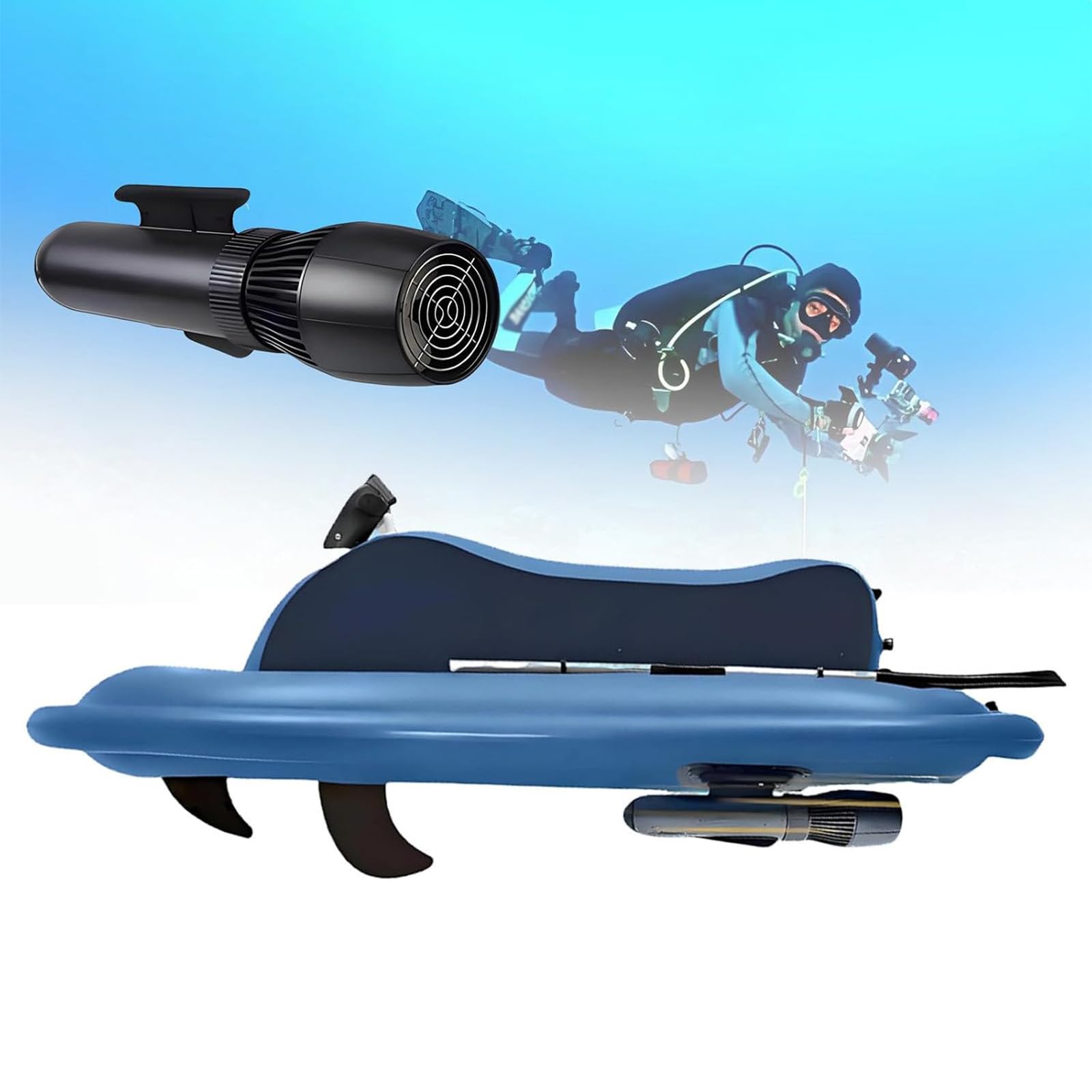 GIZMIT 2-Person Inflatable Jet Boat, Inflatable Boat Jet Ski with Motor, Dual-Fin Design Motorboat with Scooter, 3-9km/H Speed, 40-130 Min Runtime, for Family 500W16A