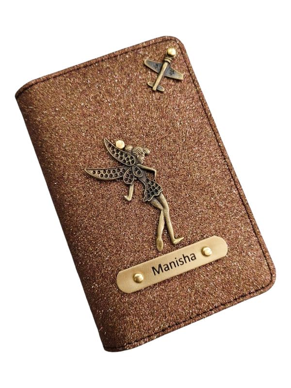 celed Personalised Trendy Passport Cover/Holder Women & Ladies, Travel assesories, Glitered Passport Cover, New Launched Name Passport Holder for Girls, Brown-picture-6