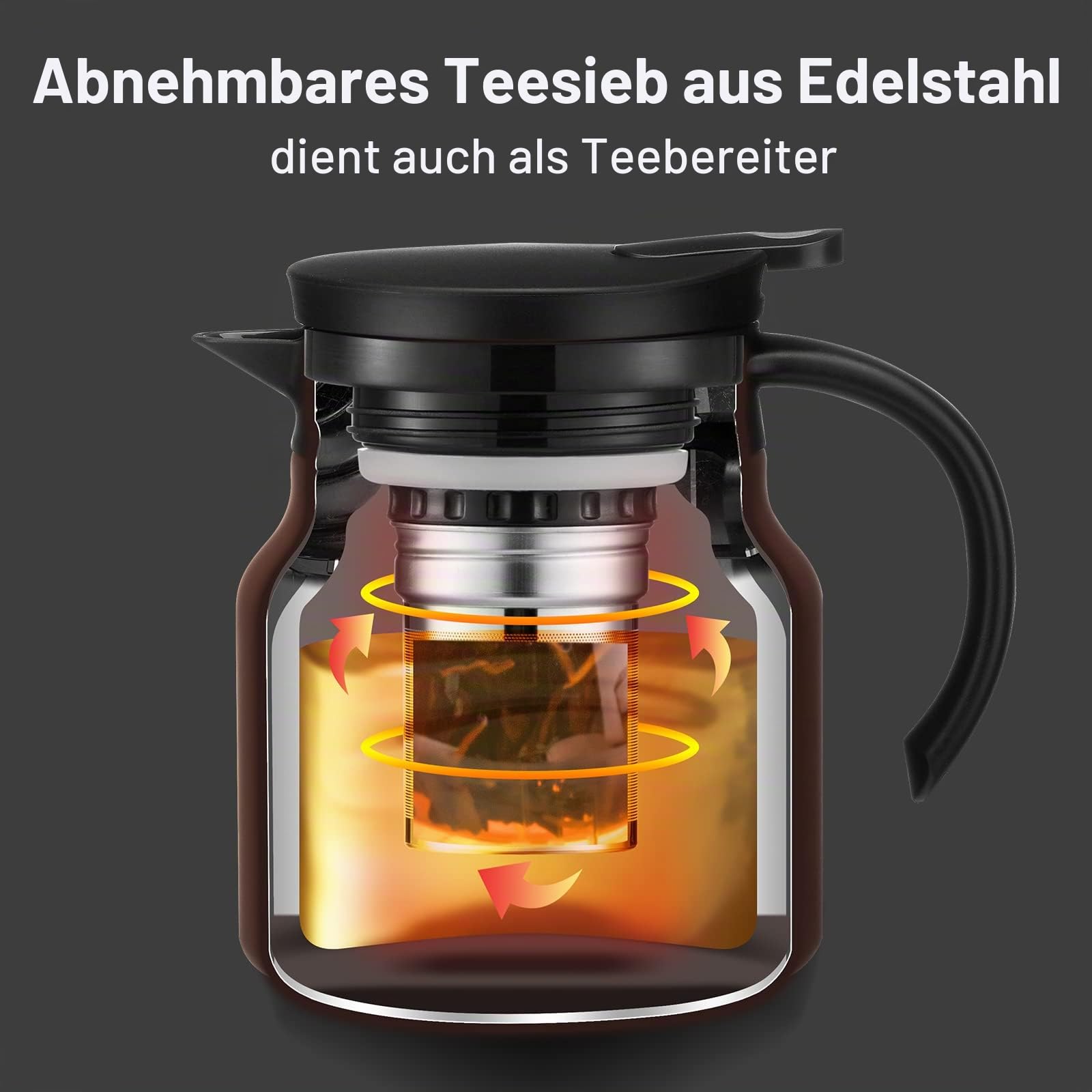 PARACITY Isolierkanne 800ml mit Keramikeinsatz, Edelstahl Doppelwandig, Tragbar für Unterwegs, Abnehmbarer Siebeinsatz für Heißgetränk