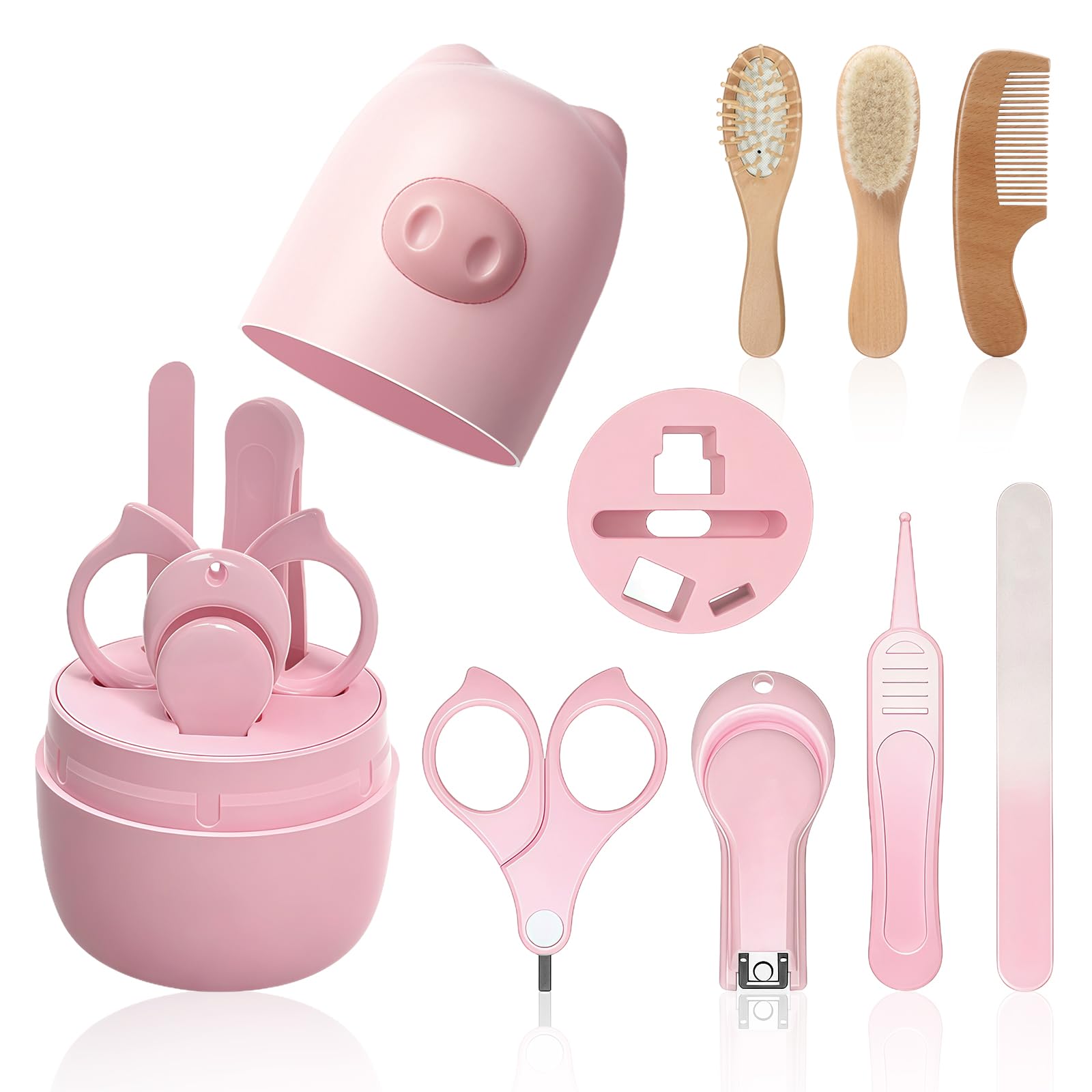 HAGOT 7 in 1 Baby Nail Clippers Set including Cute Case, Nail Clippers,Nail Scissors, Nail File, Tweezers