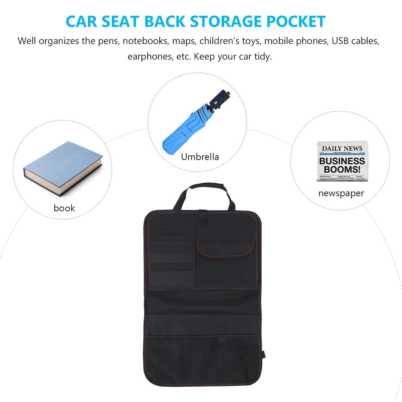 Protector Asiento Trasero Coche con Mesa Organizador Bolsa Almacenamiento Resistente Oxford Negro para Viaje y Comida