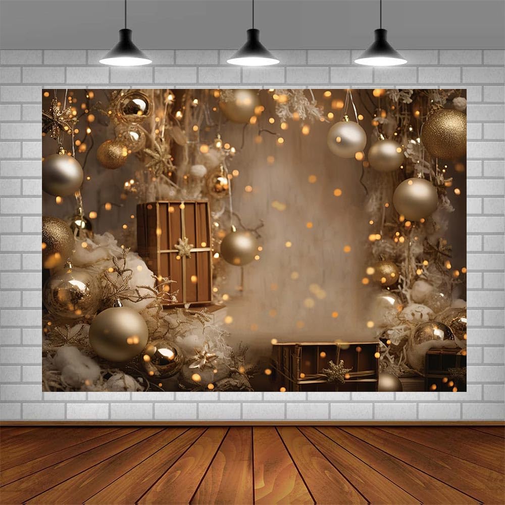 AIBIIN Fondo de fotografía navideña de invierno para interiores con purpurina, decoración para retratos familiares de niños en fiestas navideñas, telón de fondo y accesorios para estudio fotográfico