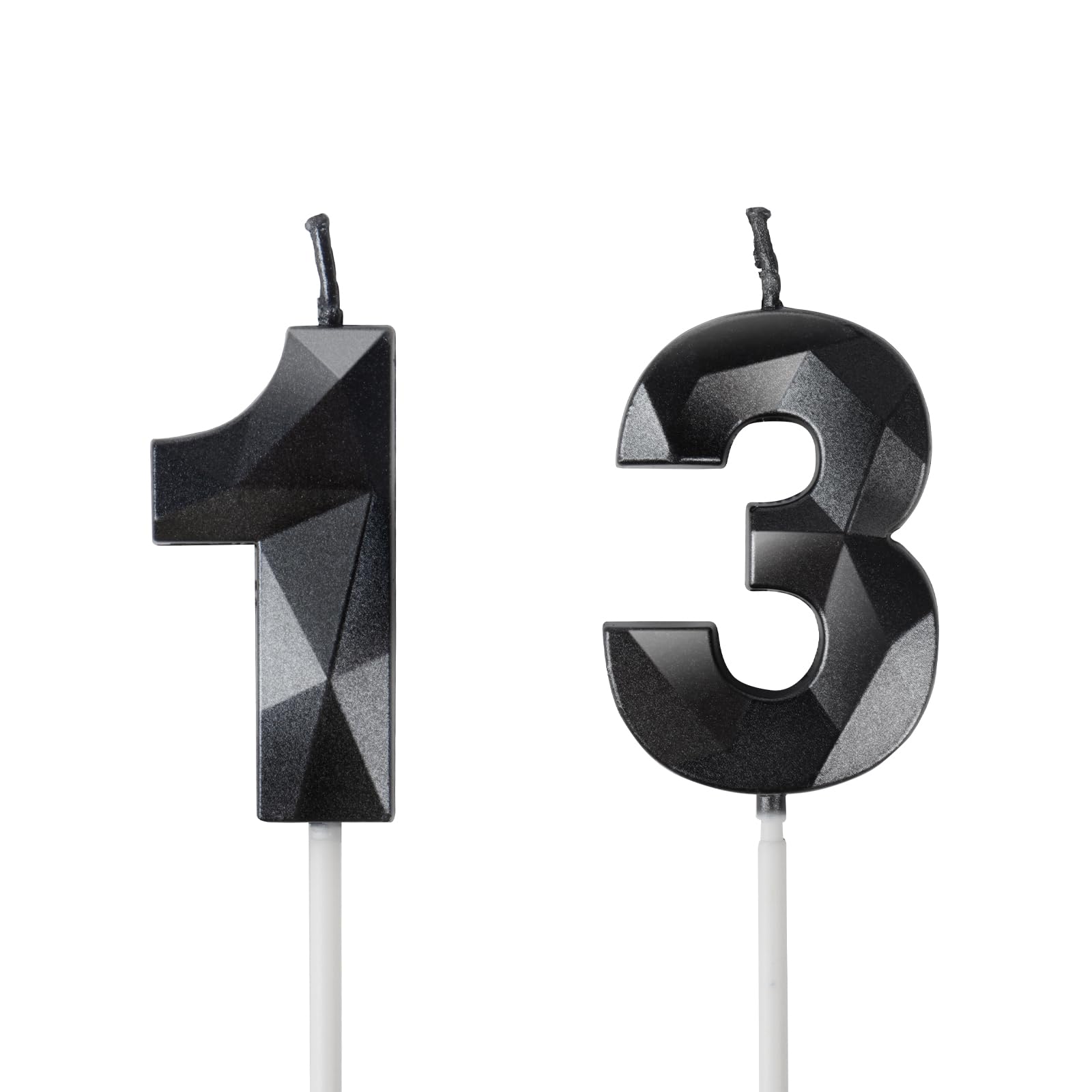 Yiran 13rd Birthday Candles, Number 13 Candle, Black Candles, Cake Topper Decorations for Birthday Party, Wedding Anniversary Celebration Supply