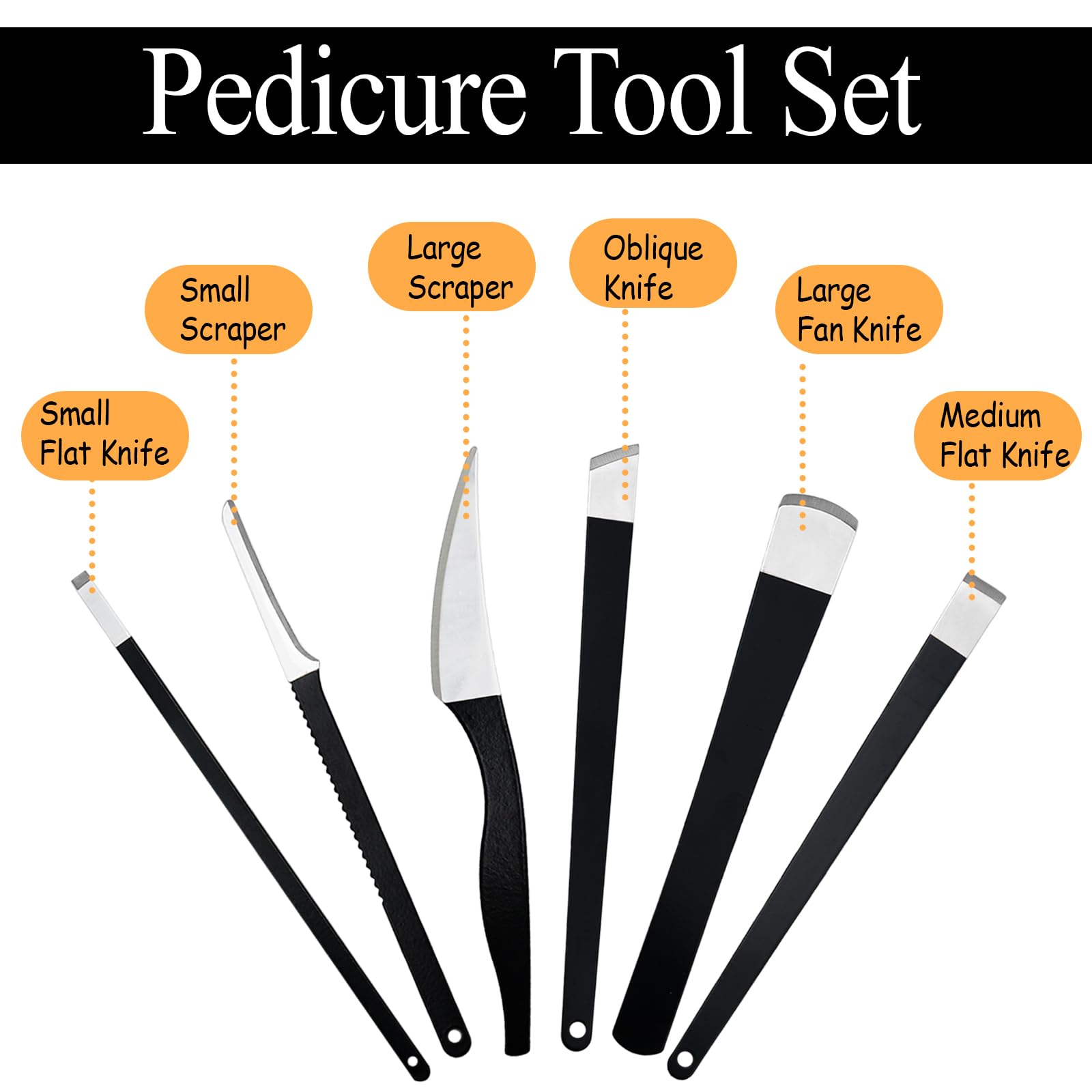 6 Pezzi Bisturi per Pedicure, Kit Pedicure Professionale per Piedi in Acciaio Inox, Set Coltelli da Pedicure con Custodia, Attrezzi Manicure Pedicure per Rimuovere Calli Duroni Pelle Morta Cuticole