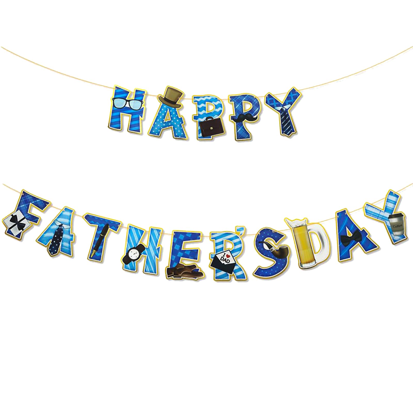 Niwieoi 1 PCS Blue Father's Day Banner, Happy Dad's Day Decorations, Fathers Day Bunting, Perfect for Home and Event Decor