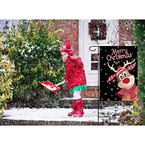 Christmas Garden Flags,Christmas Flags Double-Sided Elk Christmas House Flags 12.5 X 18 Inch Double Thickness Burlap Outdoor Christmas Flags For Christmas Garden And Home Decoration #TOP3