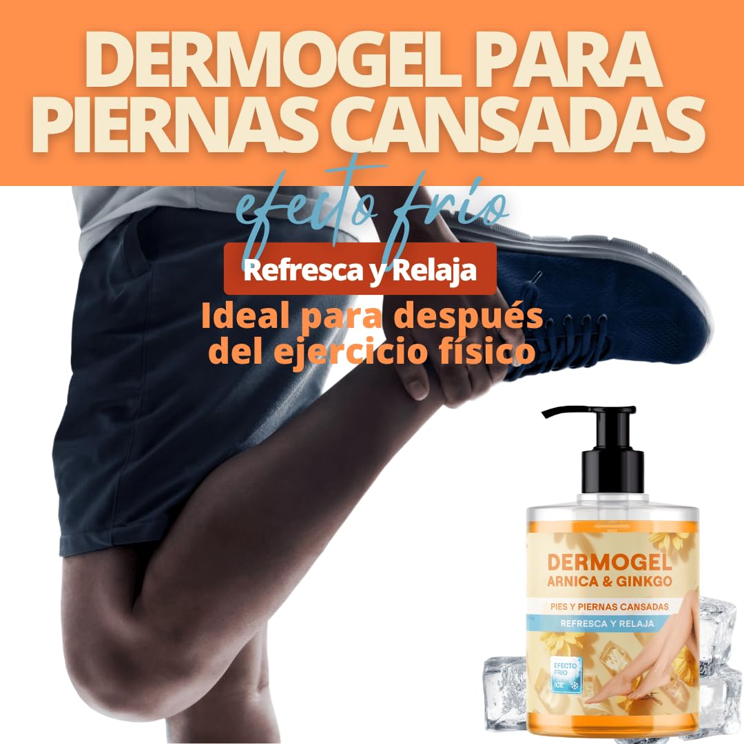 QKnatur - Gel piernas cansadas Árnica & Ginkgo Efecto Frío 500ml - Alivio y frescor para Piernas y pies Cansados - Relajante, Refrescante e Hidratante - Alta concentración en Extractos Vegetales