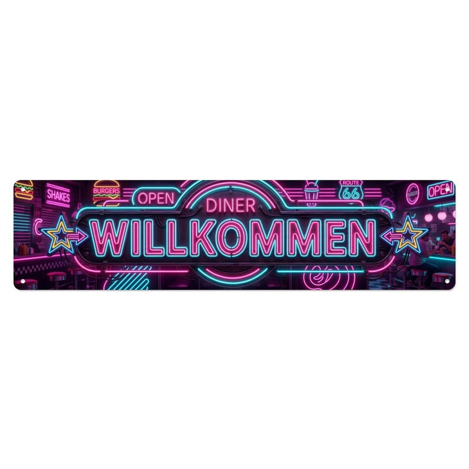 Neon Neon Sign Retro Diner Welcome Metal Tin Sign
