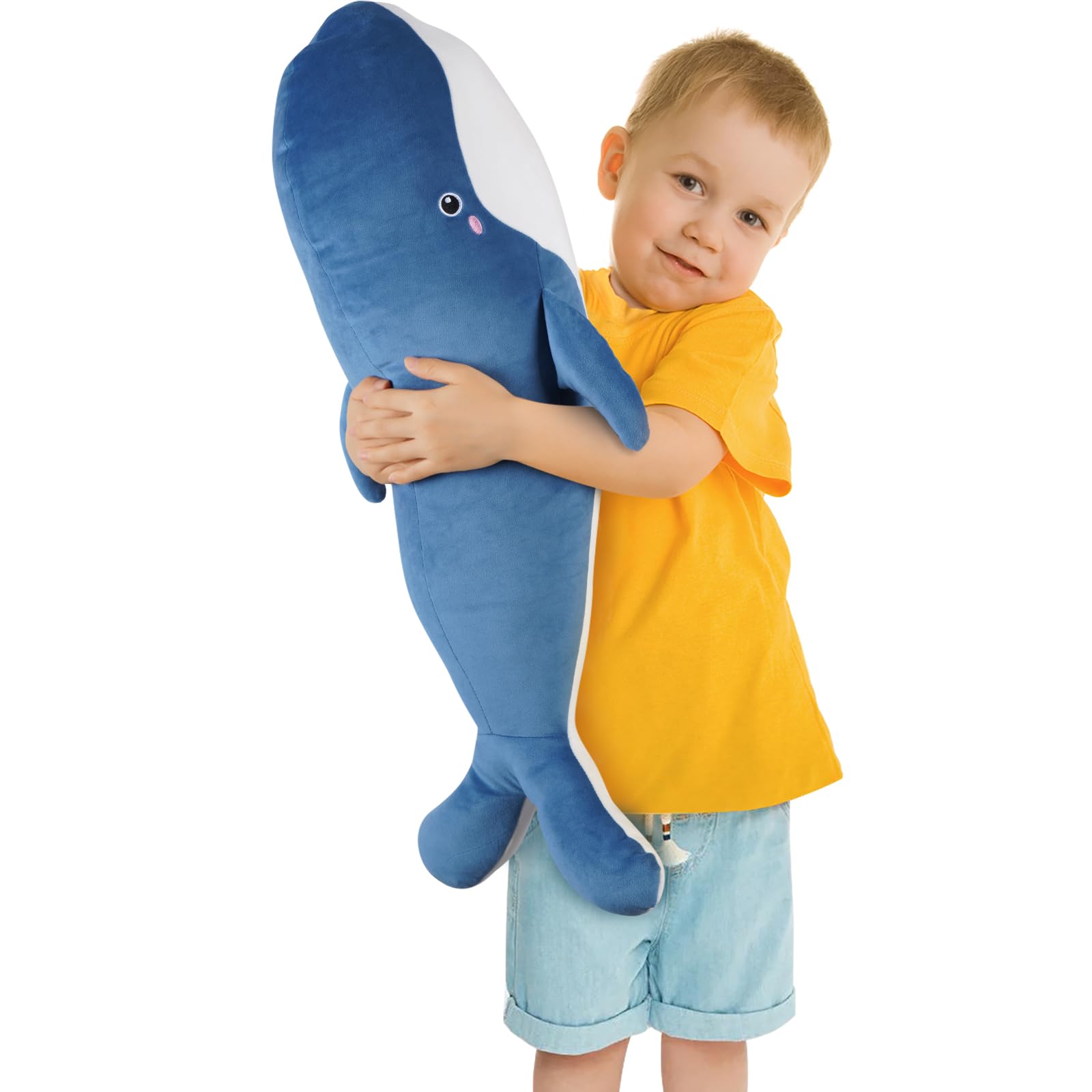 Blue Whale Plush Toy, Large Stuffed Animal, 31.4IN Super Soft Body Pillow, Whale Stuffed Animal for Girls & Boys