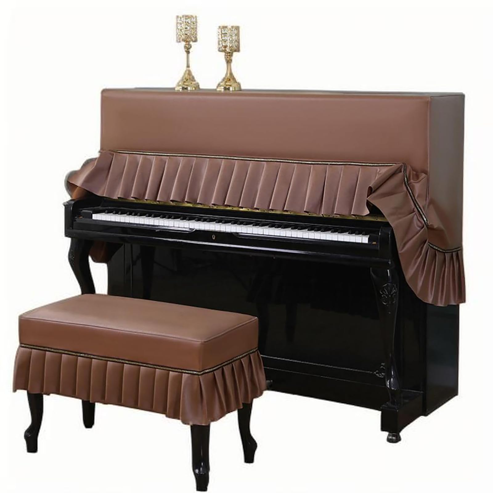 Set di copertura per pianoforte, impermeabile, antipolvere, antigraffio, con copertura per sgabello, adatto per pianoforti verticali, pieghevole