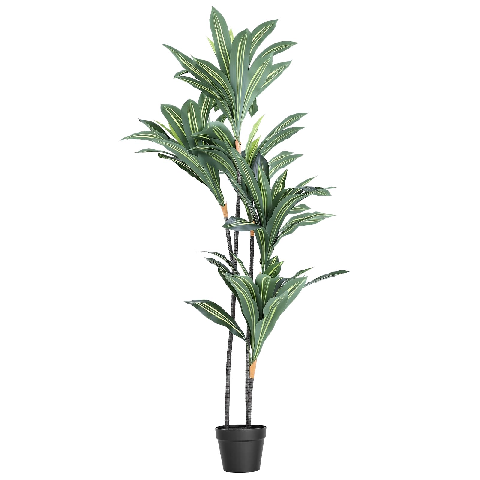 SIXRUN Albero di Dracaena Artificiale Alto 1,4 M Pianta da Pavimento Finto 6 Tronchi Realistici Foglie di Seta in Gomma Realistica per L'arredamento del Soggiorno di Casa Ufficio con
