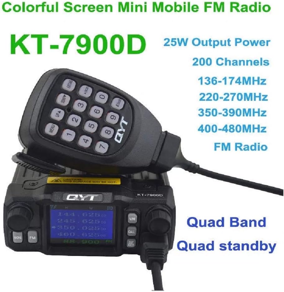 QYT KT-7900D Mini Mobile Radio KT7900D 25W Quad Band Quad Standby Car Radio Walkie Talkie