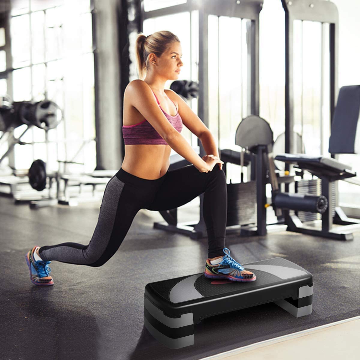 Aerobic Steppbrett XL Premium Extra Groß Inkl. 3-Fach Höhenverstellbarer Stepper, 78 x 30 x 10/15/20 cm Stepbench in 3 Farbig